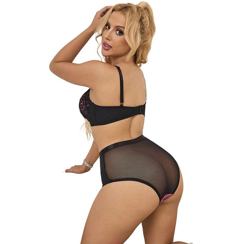 SUBBLIME – 955571 ENSEMBLE SOUTIEN-GORGE EN CUIR VERNI ROSE AVEC FERMETURE ÉCLAIR S/M