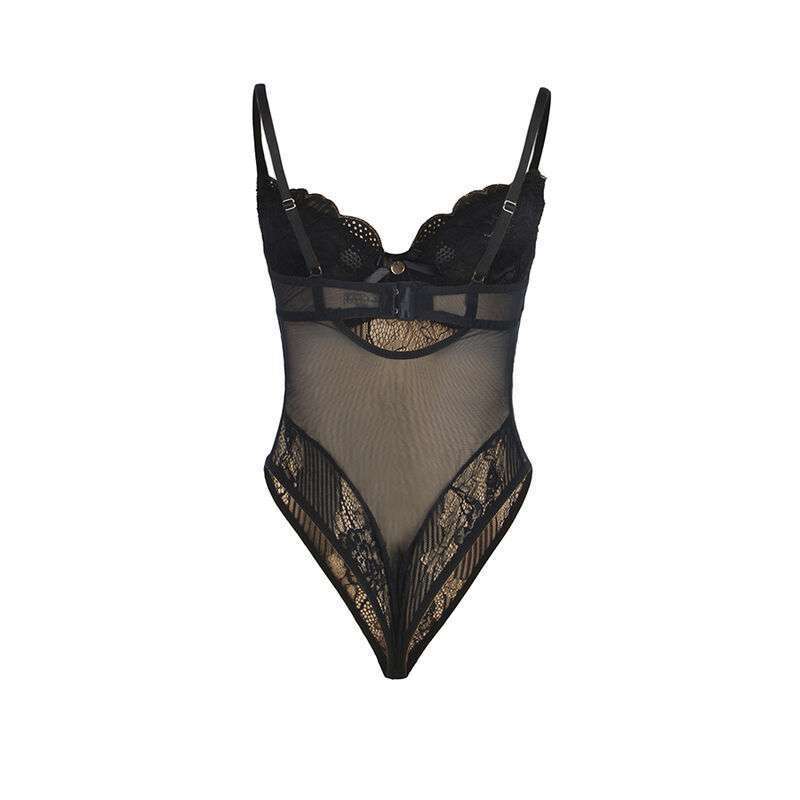 SUBBLIME – 955618 BODY EN DENTELLE AVEC FERMETURE EN BAS NOIR S/M