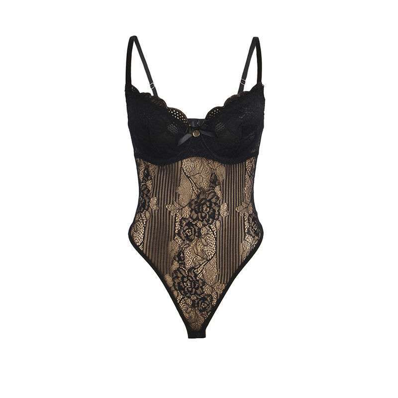 SUBBLIME – 955618 BODY EN DENTELLE AVEC FERMETURE EN BAS NOIR S/M