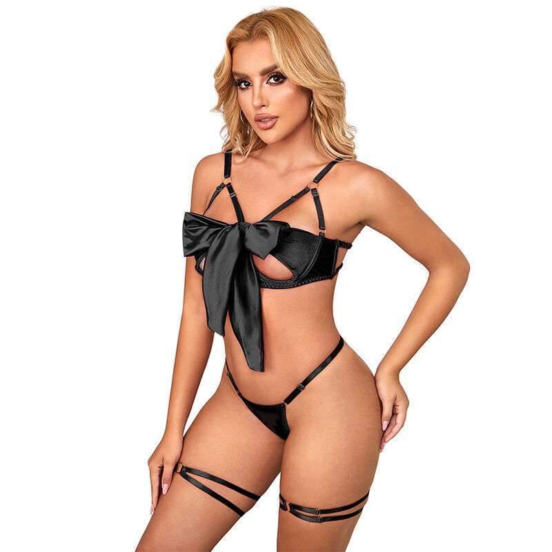 SUBBLIME – 955205 ENSEMBLE SOUTIEN-GORGE AVEC NŒUD NOIR RÉGLABLE L/XL