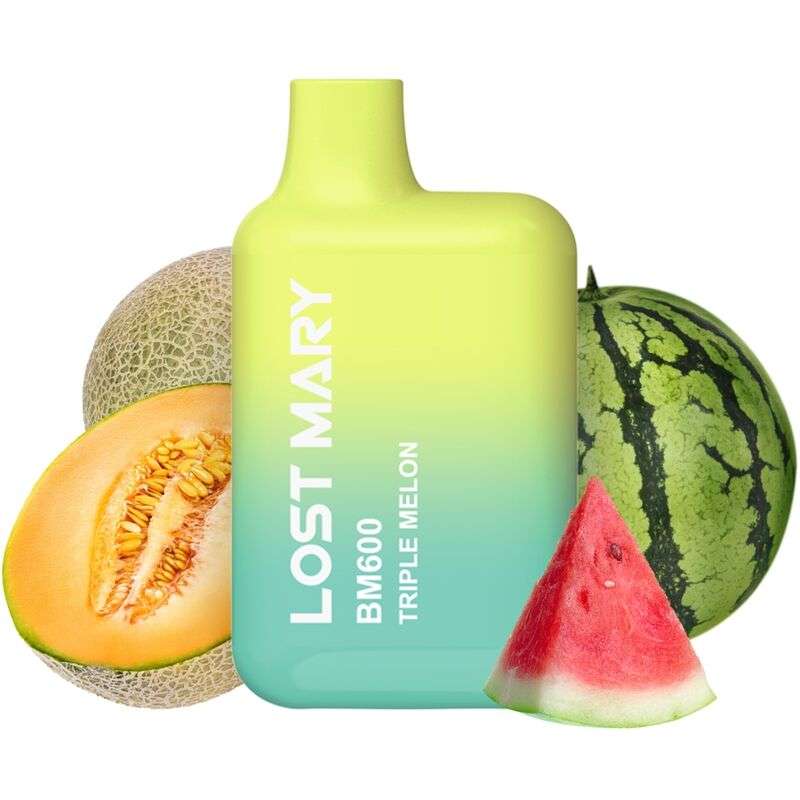 LOST MARY – (PACK PROFESSIONNEL EXPOSANT -10 UNITÉS) BM600 NICOTINE VAPER 2% JETABLE TRIPLE MELON