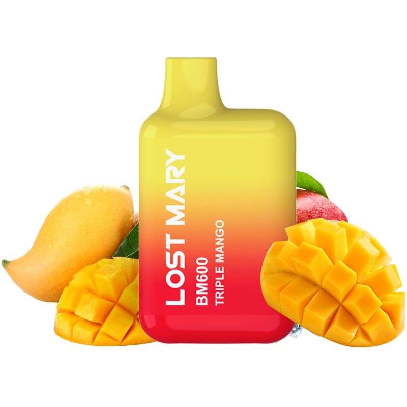 LOST MARY – (PACK EXPOSANT PROFESSIONNEL -10 UNITÉS) BM600 NICOTINE VAPER 2% JETABLE TRIPLE MANGUE