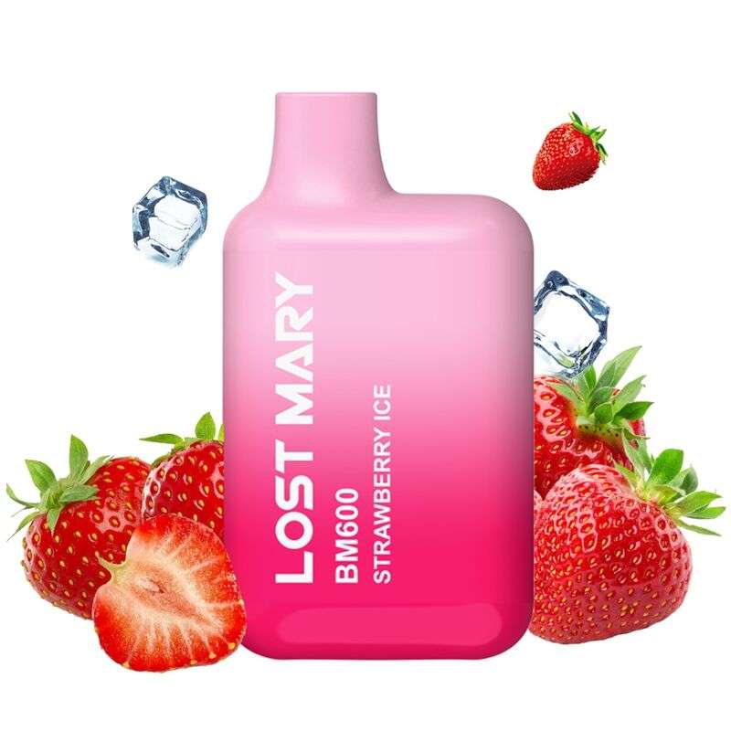 LOST MARY – (PACK PROFESSIONNEL EXPOSANT -10 UNITÉS) BM600 NICOTINE VAPER 2% JETABLE FRAISE GLACE