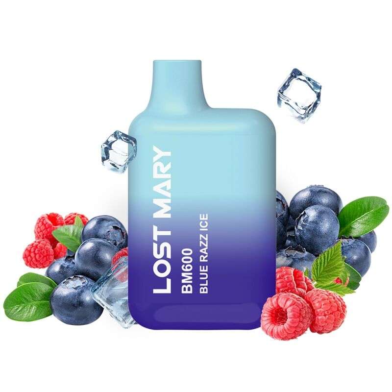 LOST MARY – (PACK PROFESSIONNEL EXPOSANT -10 UNITÉS) BM600 NICOTINE VAPER 2% JETABLE BLUE RAZZ ICE