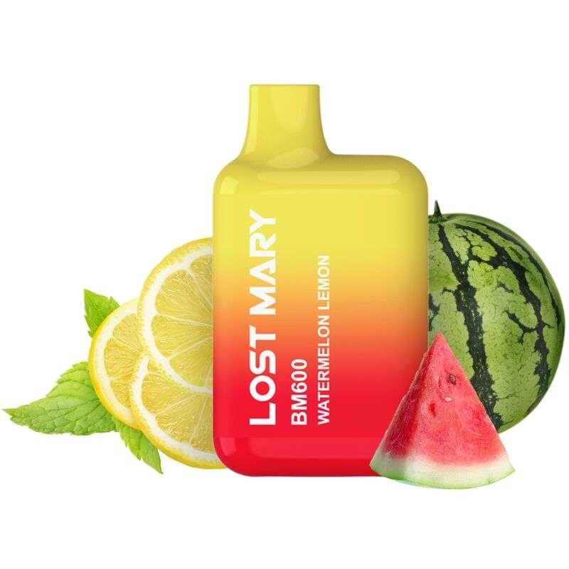 LOST MARY – (PACK PROFESSIONNEL EXPOSANT -10 UNITÉS) BM600 NICOTINE VAPER 2% JETABLE PASTÈQUE CITRON