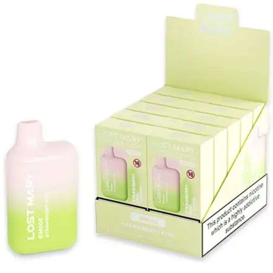 LOST MARY – (PACK PROFESSIONNEL EXPOSANT -10 UNITÉS) BM600 NICOTINE VAPER 2% JETABLE FRAISE KIWI