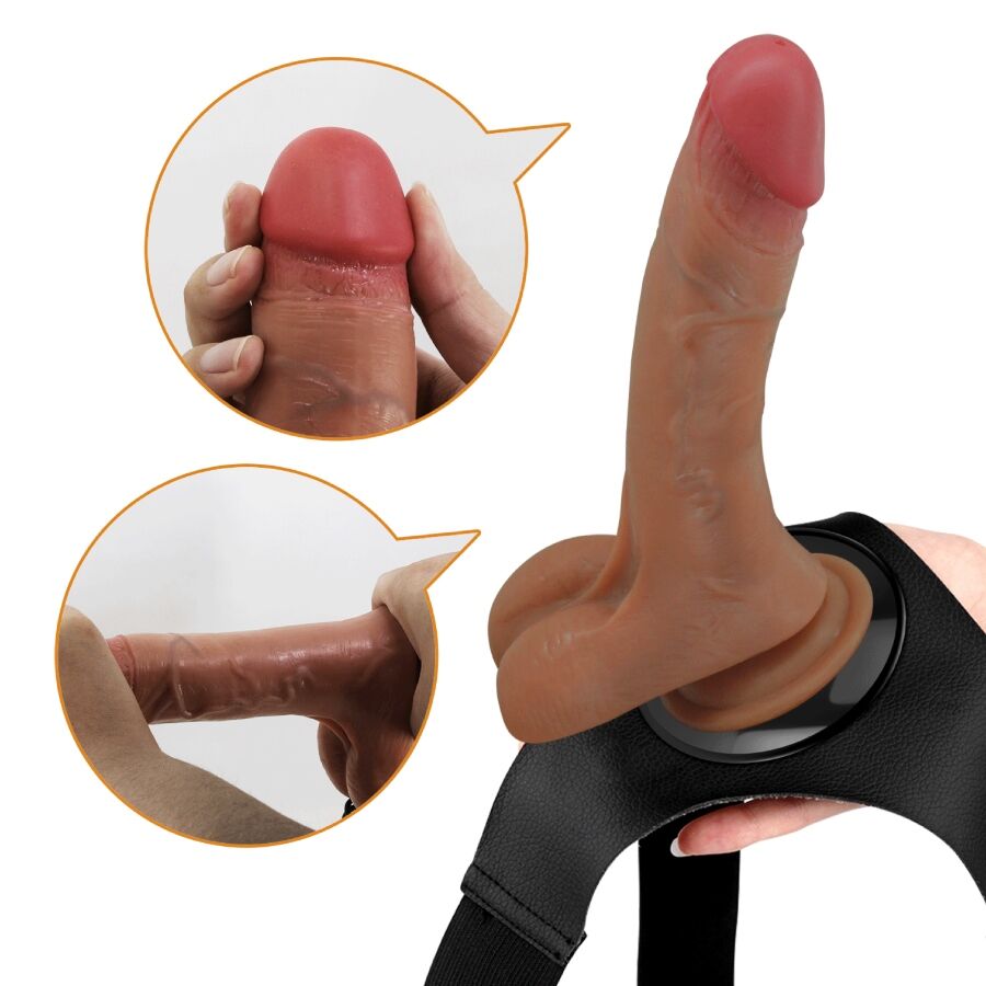 PRETTY LOVE – SLIP HARNAIS UNIVERSEL AVEC GODE VIBRANT ET SQUIRTING 15,5 CM MULATO
