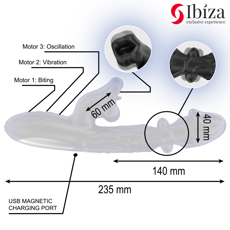 IBIZA – VIBRATEUR ET STIMULATEUR DE CLITORIS AVEC EFFET DE MORDRE ET DE ROTATION