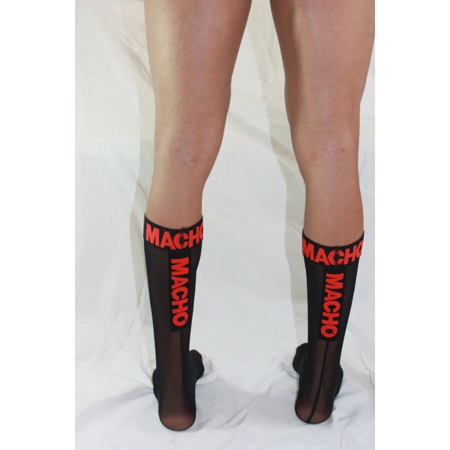 MACHO – CHAUSSETTES FINES TAILLE UNIQUE NOIR/ROUGE