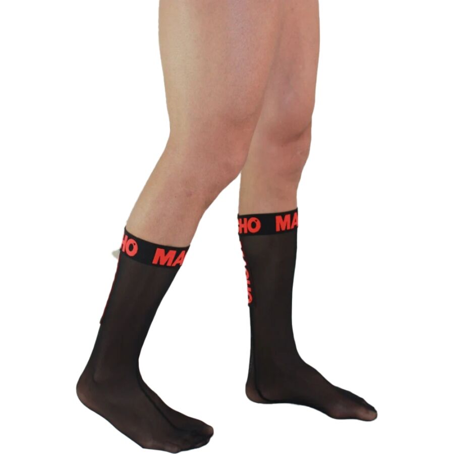 MACHO – CHAUSSETTES FINES TAILLE UNIQUE NOIR/ROUGE