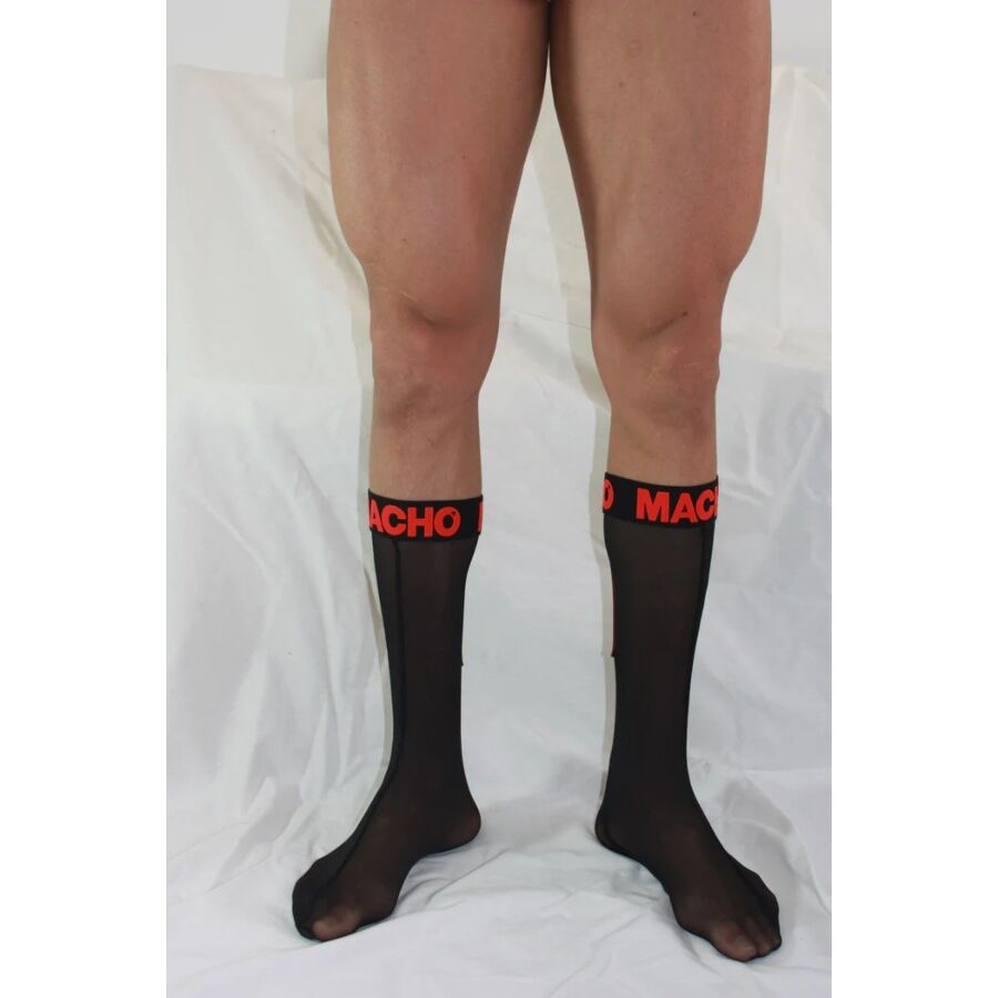 MACHO – CHAUSSETTES FINES TAILLE UNIQUE NOIR/ROUGE