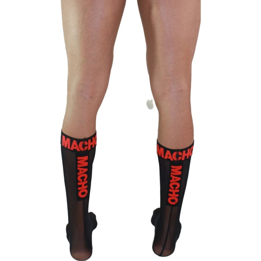MACHO – CHAUSSETTES FINES TAILLE UNIQUE NOIR/ROUGE