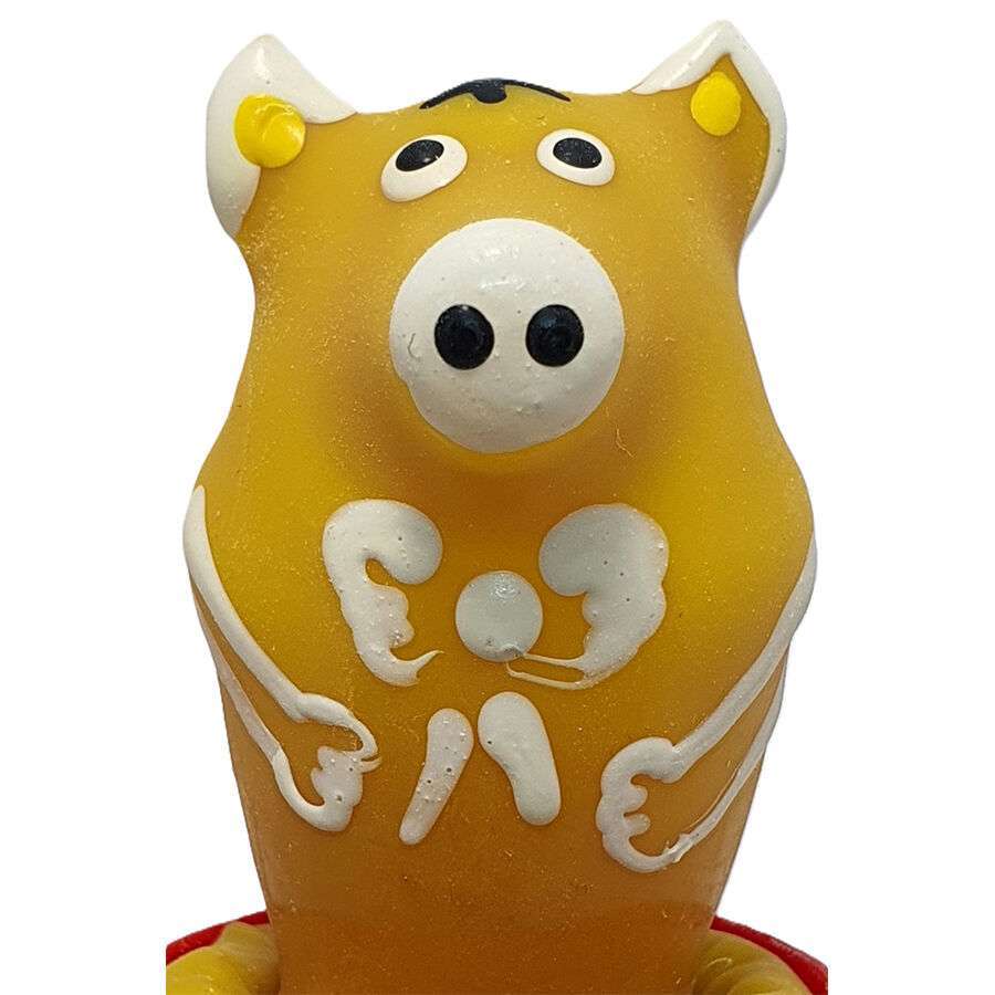 CONDOMERIE – PRÉSERVATIFS FANTAISIE PEINTS À LA MAIN COCHON ASSIS JAUNE