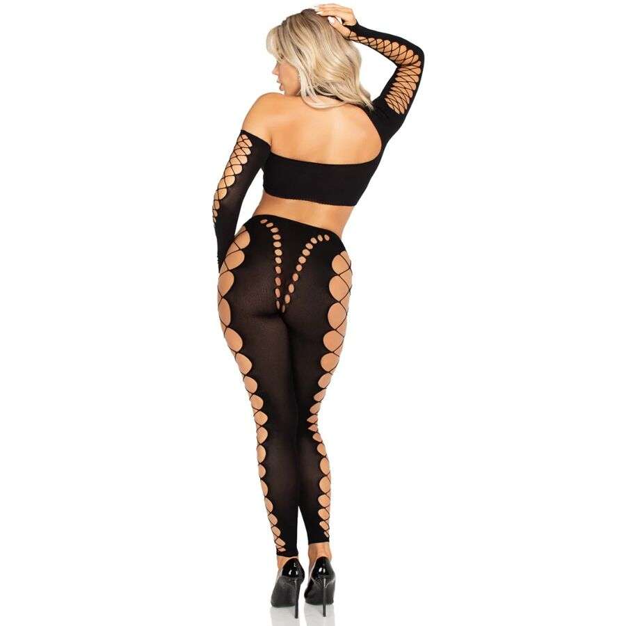 LEG AVENUE – CROP TOP ET LEGGINGS DÉCOUPÉS SANS COUTURE NOIR