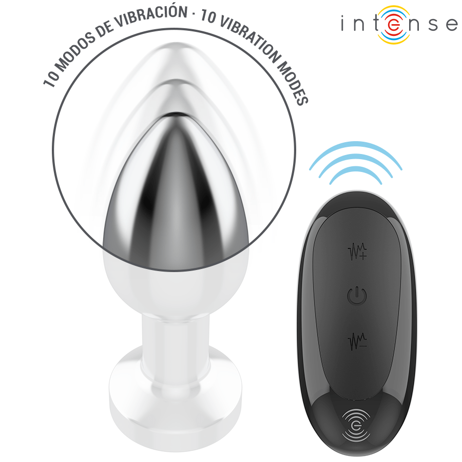INTENSE – PLUG ANAL 10 VIBRATIONS MÉTAL AVEC TÉLÉCOMMANDE M
