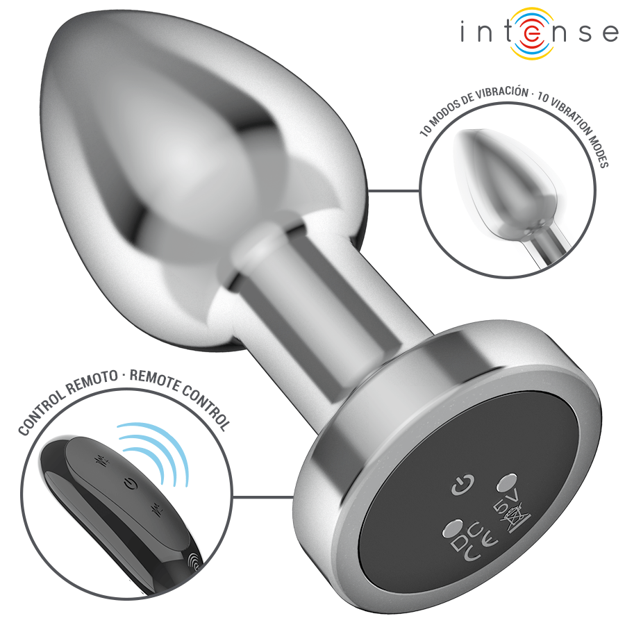 INTENSE – PLUG ANAL 10 VIBRATIONS MÉTAL AVEC TÉLÉCOMMANDE M