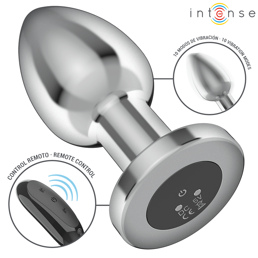 INTENSE – PLUG ANAL 10 VIBRATIONS MÉTAL AVEC TÉLÉCOMMANDE L