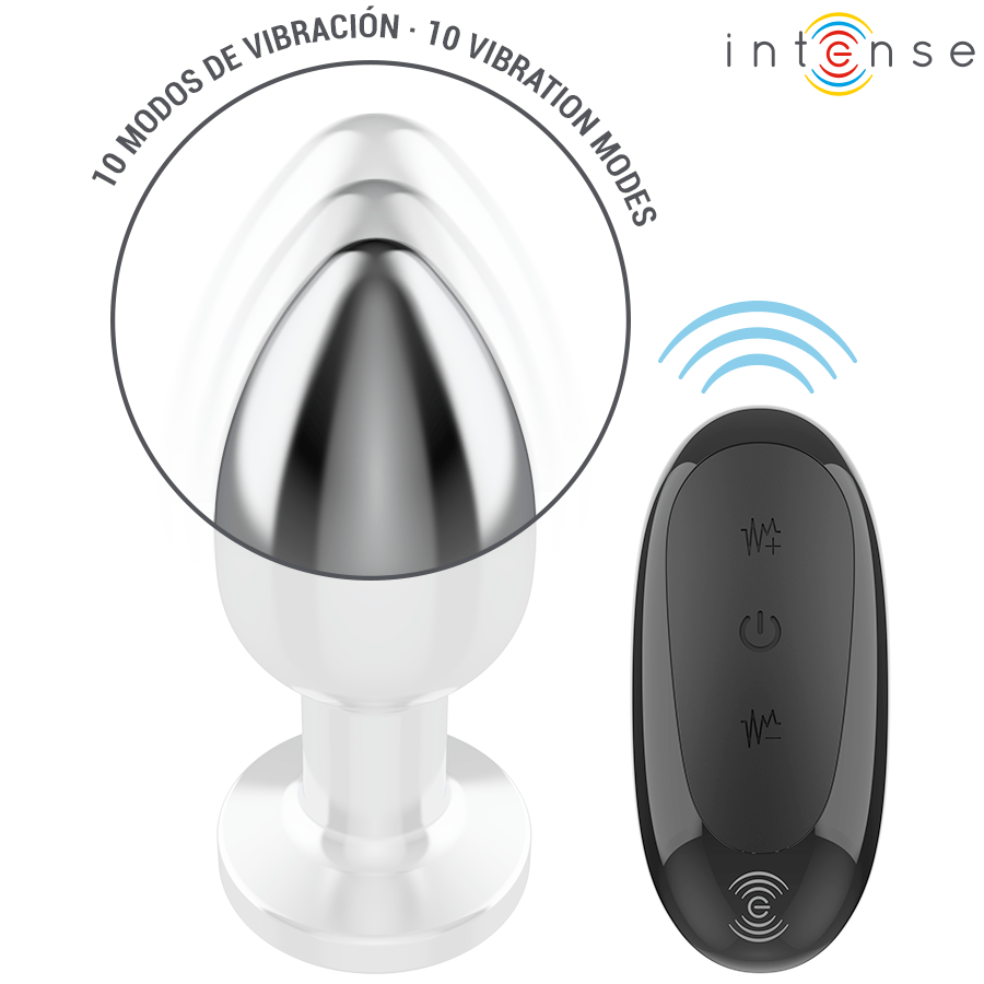 INTENSE – PLUG ANAL 10 VIBRATIONS MÉTAL AVEC TÉLÉCOMMANDE L