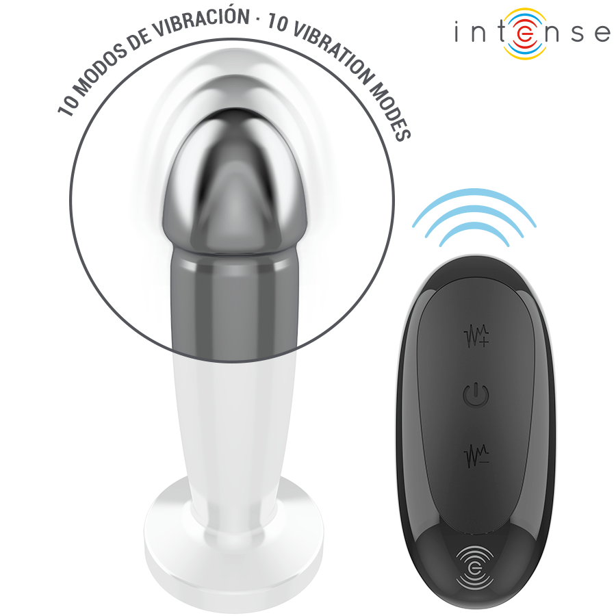 INTENSE – PLUG ANAL 10 VIBRATIONS GODE MÉTALLIQUE AVEC TÉLÉCOMMANDE S
