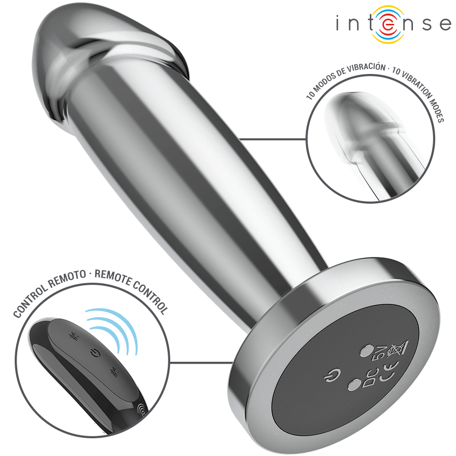 INTENSE – PLUG ANAL 10 VIBRATIONS GODE MÉTALLIQUE AVEC TÉLÉCOMMANDE S