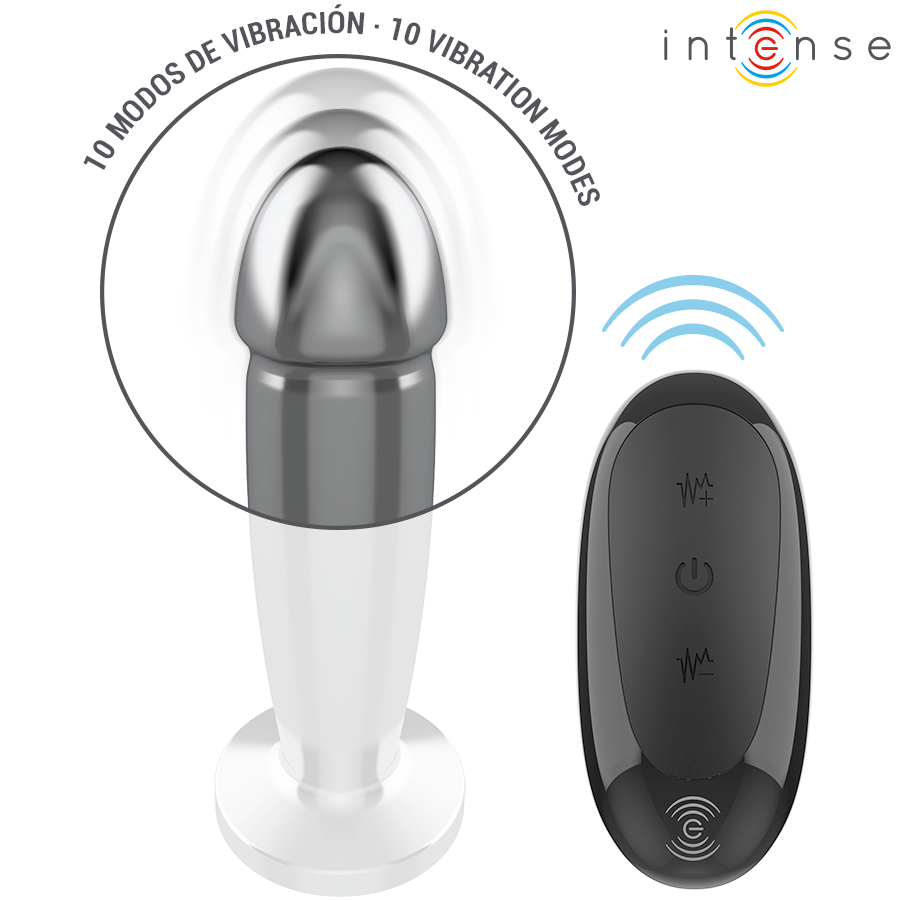 INTENSE – PLUG ANAL 10 VIBRATIONS GODE MÉTALLIQUE AVEC TÉLÉCOMMANDE M