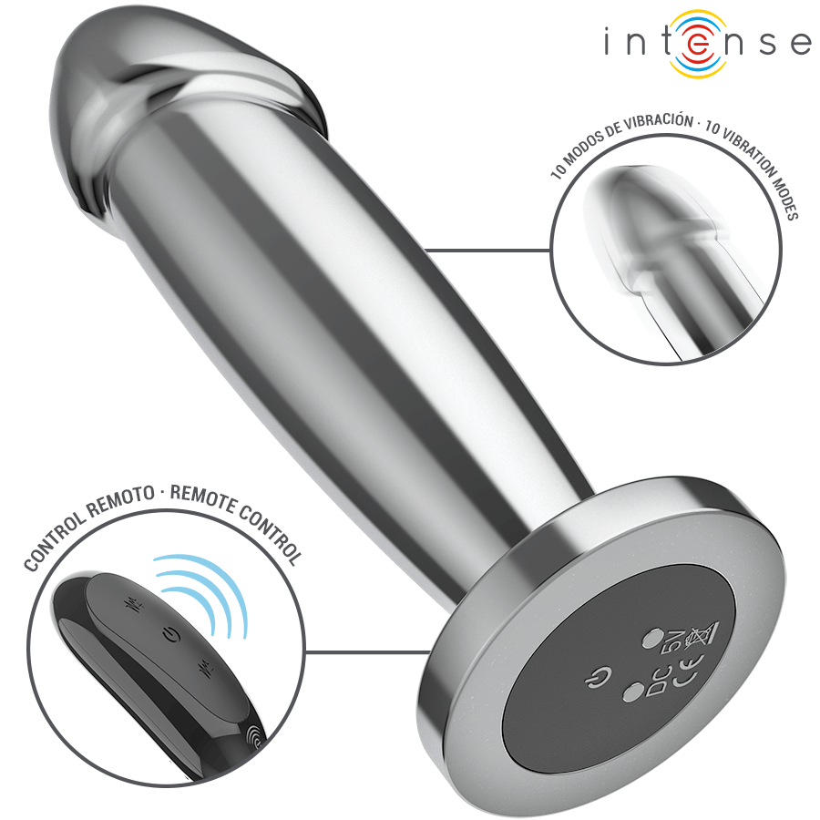 INTENSE – PLUG ANAL 10 VIBRATIONS GODE MÉTALLIQUE AVEC TÉLÉCOMMANDE M