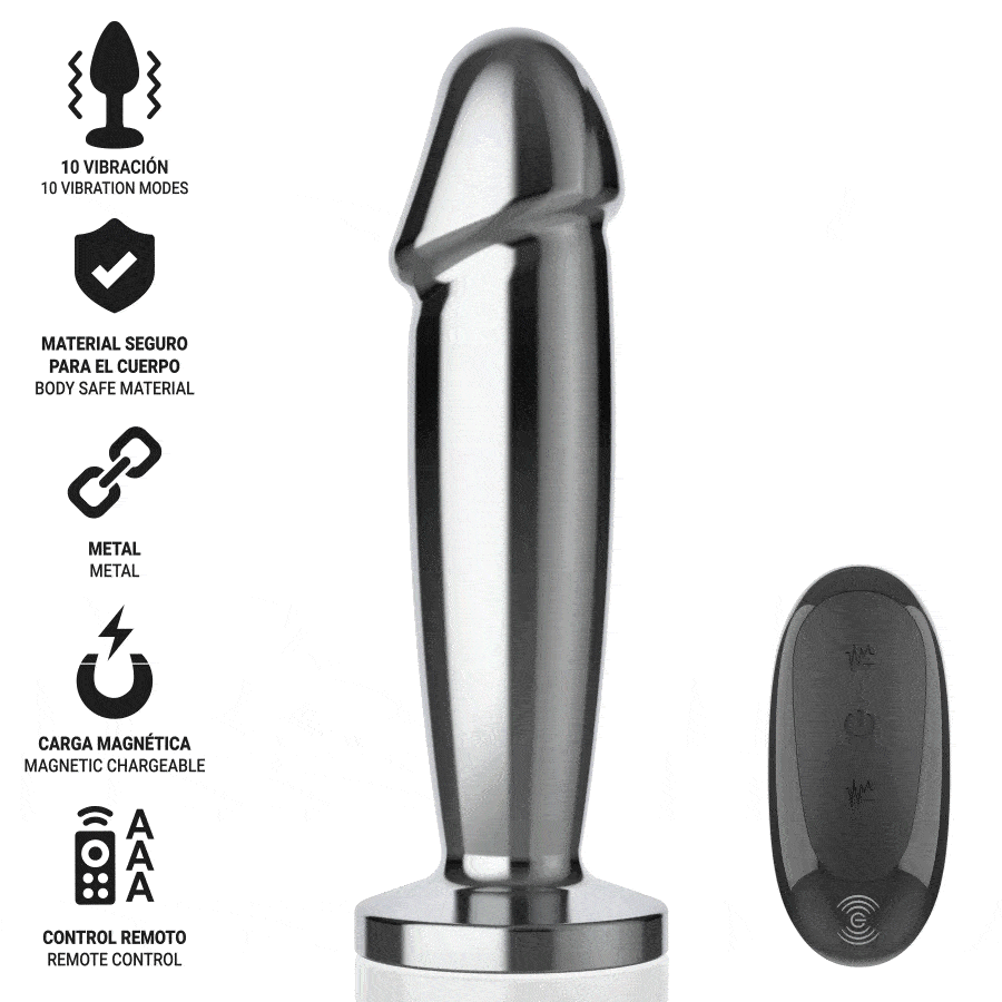 INTENSE – PLUG ANAL 10 VIBRATIONS GODE MÉTALLIQUE AVEC TÉLÉCOMMANDE M