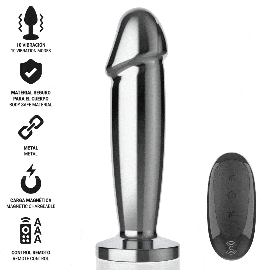 INTENSE – PLUG ANAL 10 VIBRATIONS GODE MÉTALLIQUE AVEC TÉLÉCOMMANDE S