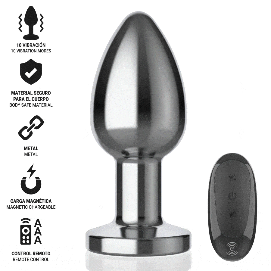 INTENSE – PLUG ANAL 10 VIBRATIONS MÉTAL AVEC TÉLÉCOMMANDE L