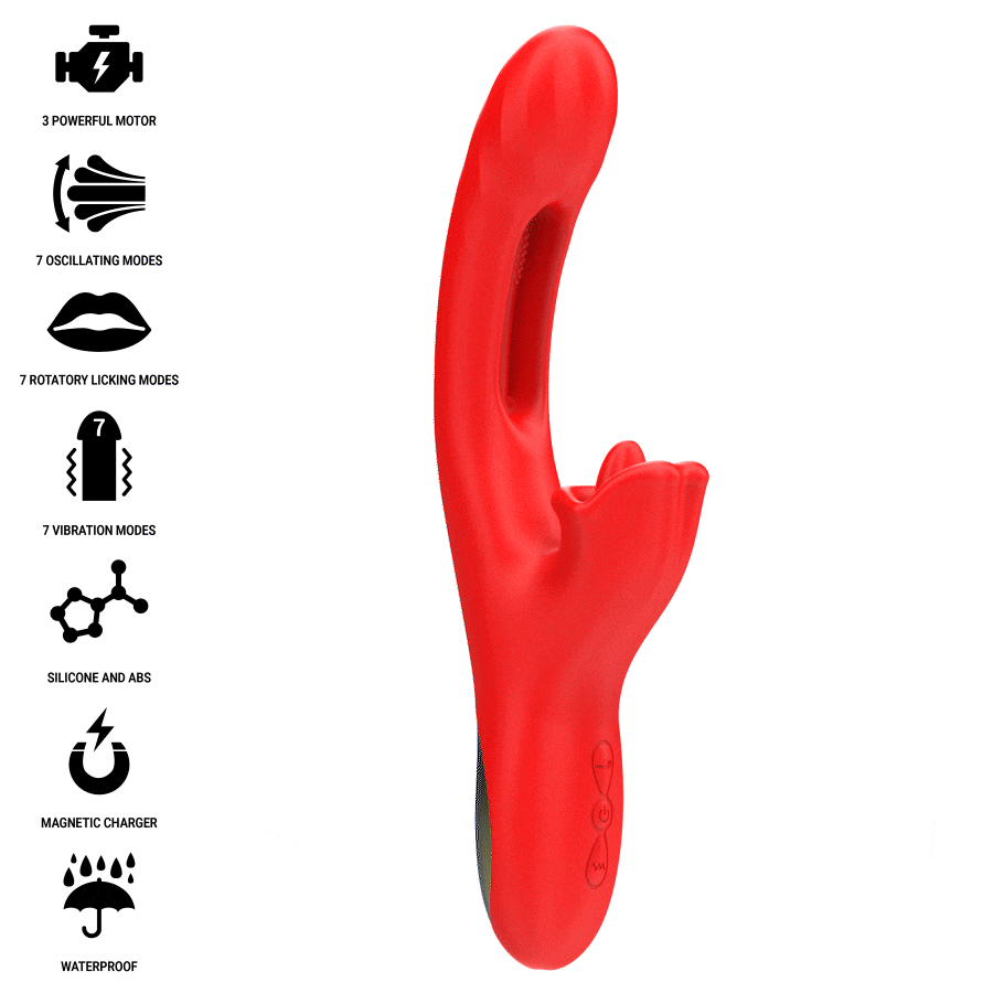 INTENSE – JESSICA VIBRATEUR MULTIFONCTION STIMULATION CLITORIS 24,8 CM ROUGE