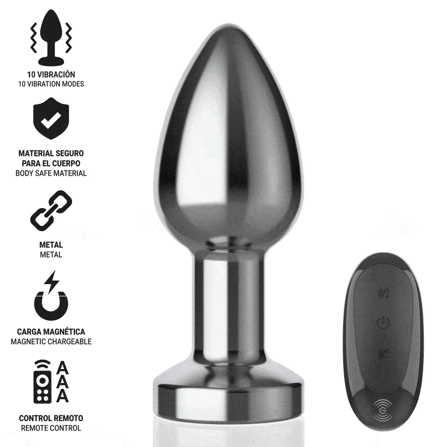 INTENSE – PLUG ANAL 10 VIBRATIONS MÉTAL AVEC TÉLÉCOMMANDE M