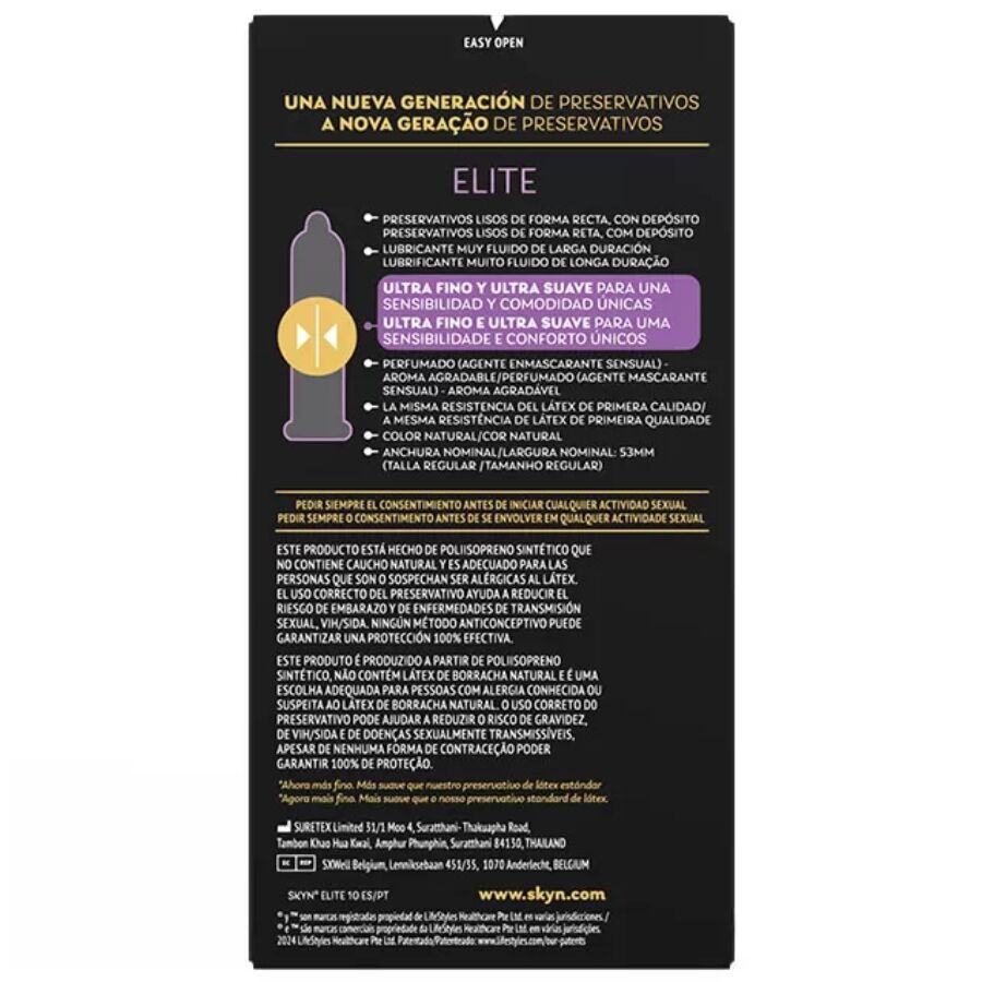 SKYN – PRÉSERVATIFS ULTRA-FINS ELITE 10 UNITÉS