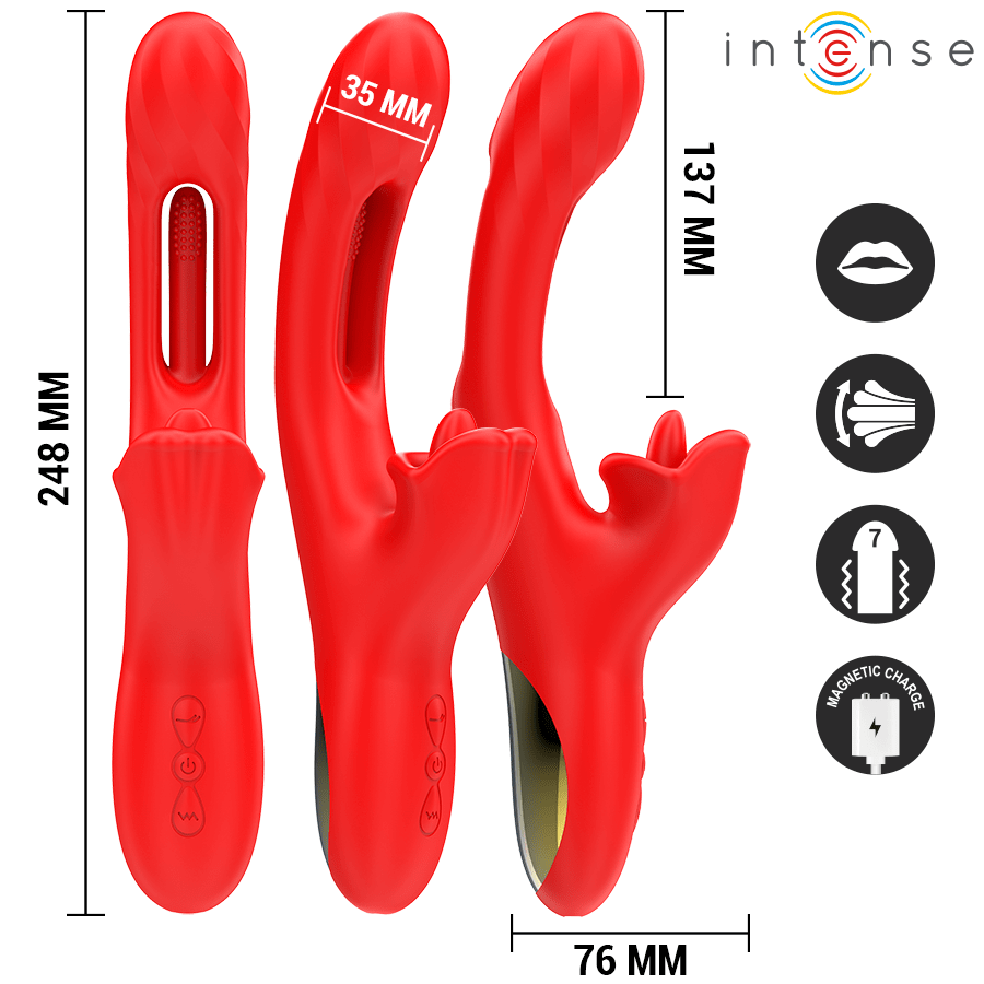 INTENSE – JESSICA VIBRATEUR MULTIFONCTION STIMULATION CLITORIS 24,8 CM ROUGE