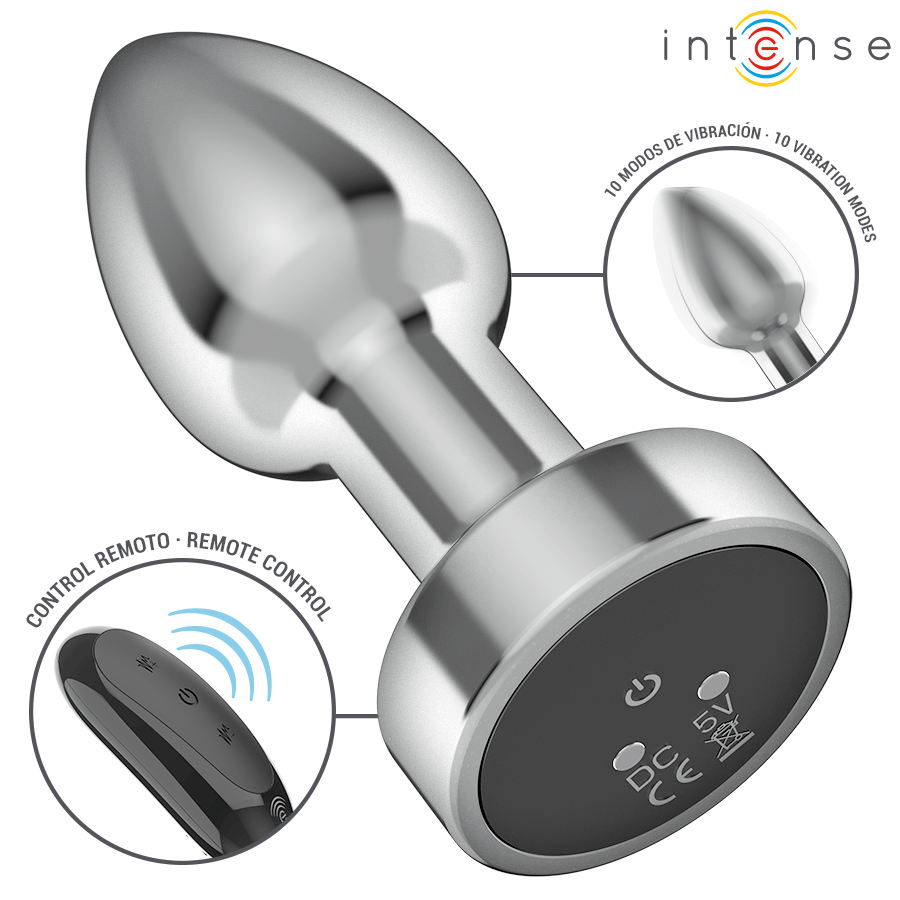 INTENSE – PLUG ANAL 10 VIBRATIONS MÉTAL AVEC TÉLÉCOMMANDE S