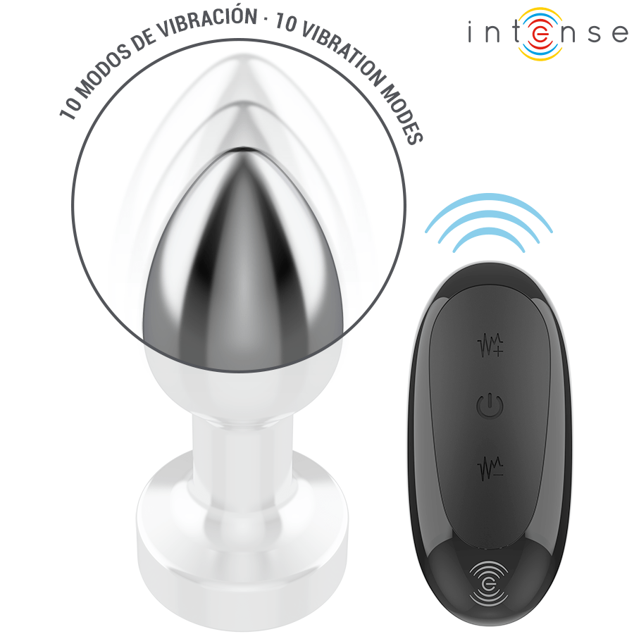 INTENSE – PLUG ANAL 10 VIBRATIONS MÉTAL AVEC TÉLÉCOMMANDE S