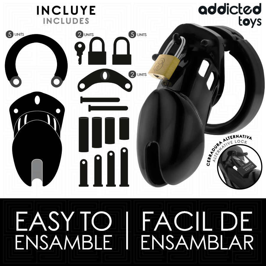 ADDICTED TOYS LOCKED – CAGE À PÉNIS OBSIDIAN HOLD TAILLE M