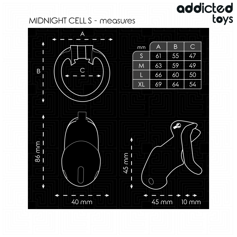ADDICTED TOYS LOCKED – CAGE À PÉNIS MINDNIGHT CELL TAILLE S 4.8 CM