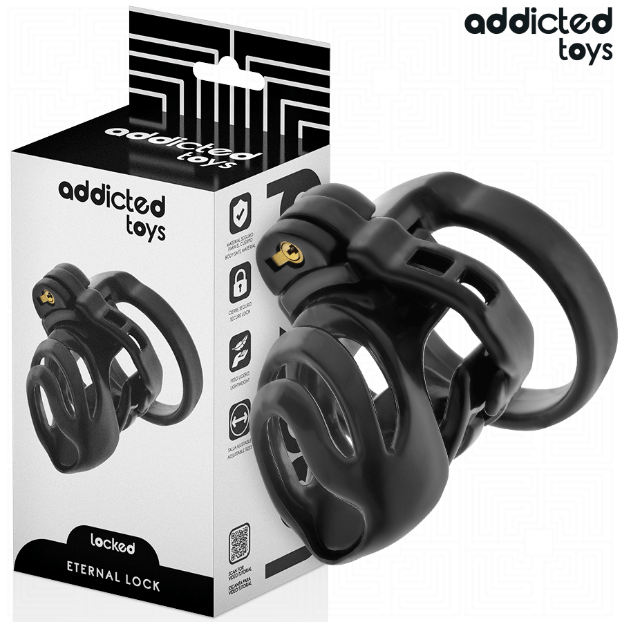 ADDICTED TOYS LOCKED – CAGE À PÉNIS À VERROUILLAGE ÉTERNEL 9 CM