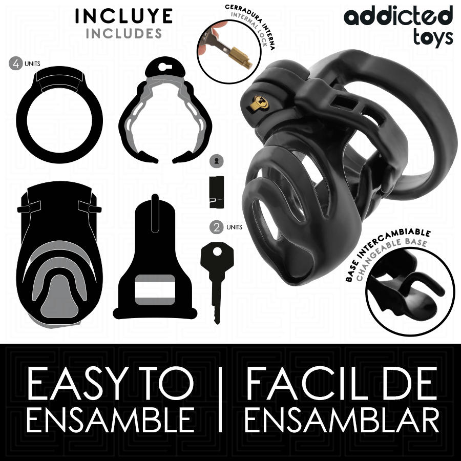 ADDICTED TOYS LOCKED – CAGE À PÉNIS À VERROUILLAGE ÉTERNEL 9 CM