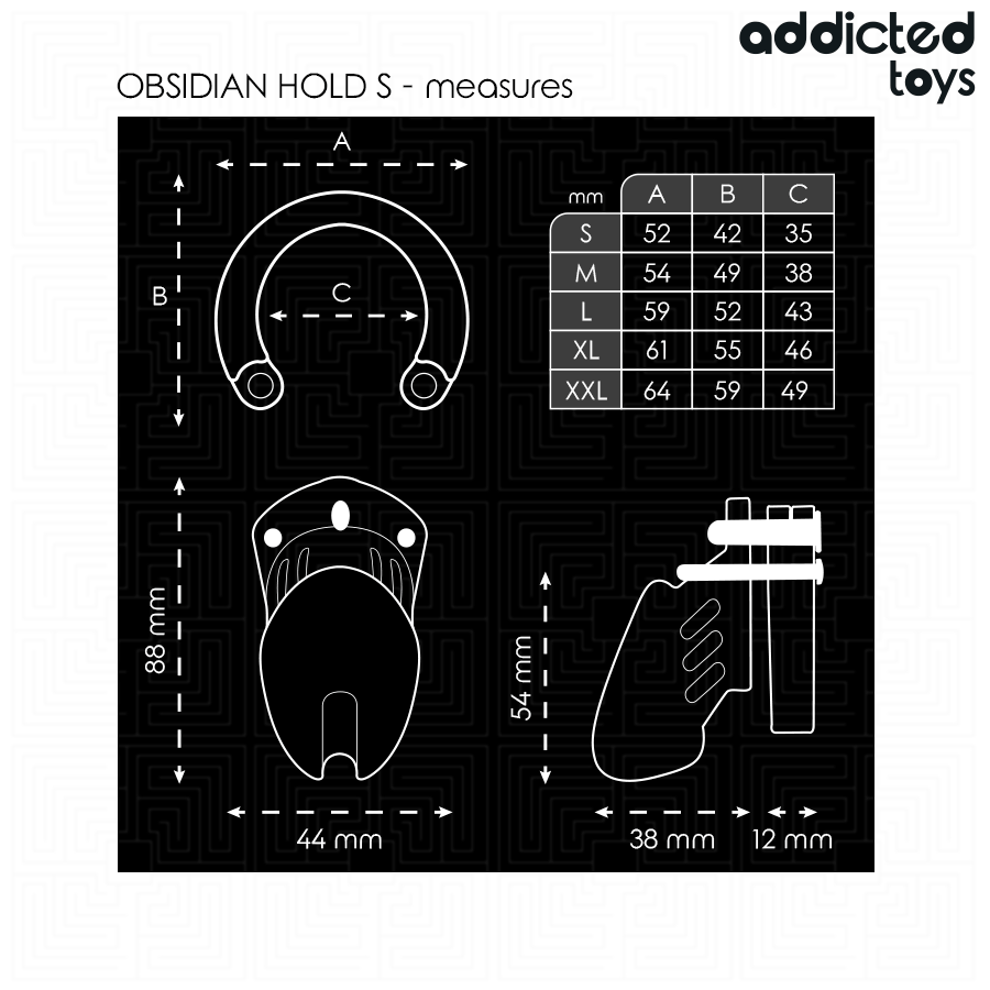 ADDICTED TOYS LOCKED – CAGE À PÉNIS OBSIDIAN HOLD TAILLE S