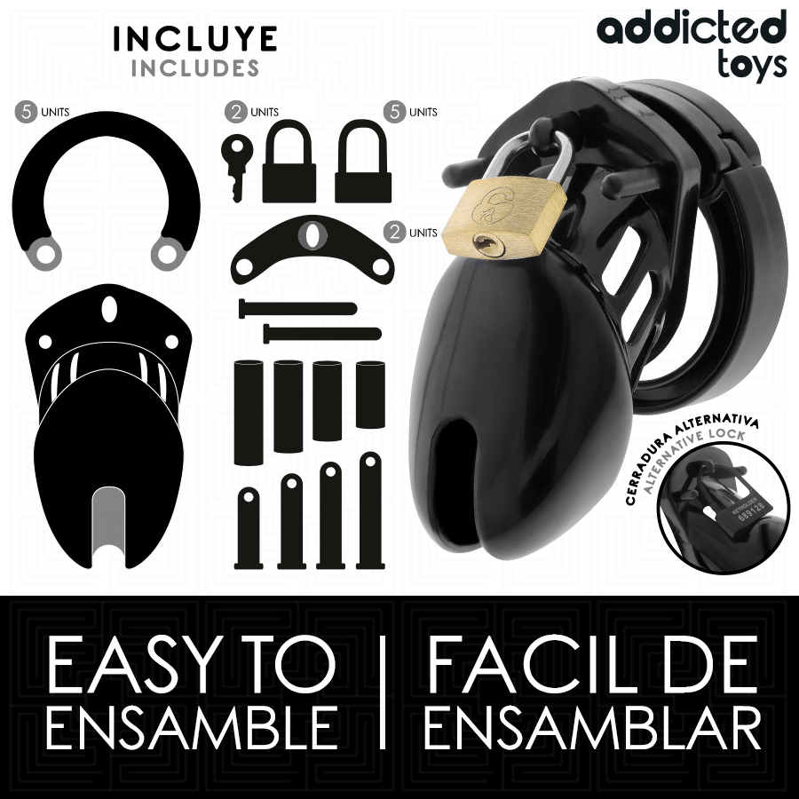 ADDICTED TOYS LOCKED – CAGE À PÉNIS OBSIDIAN HOLD TAILLE S