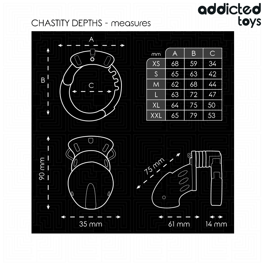 ADDICTED TOYS LOCKED – CAGE À PÉNIS CHASTETÉ PROFONDEUR 7,5 CM