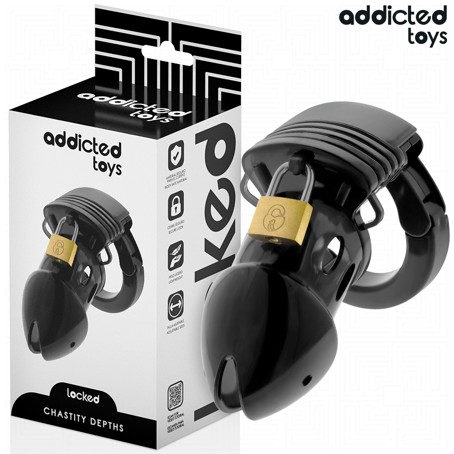 ADDICTED TOYS LOCKED – CAGE À PÉNIS CHASTETÉ PROFONDEUR 7,5 CM
