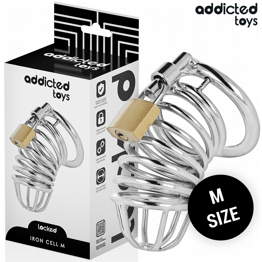 ADDICTED TOYS LOCKED – CAGE À PÉNIS EN MÉTAL IRON CELL TAILLE M