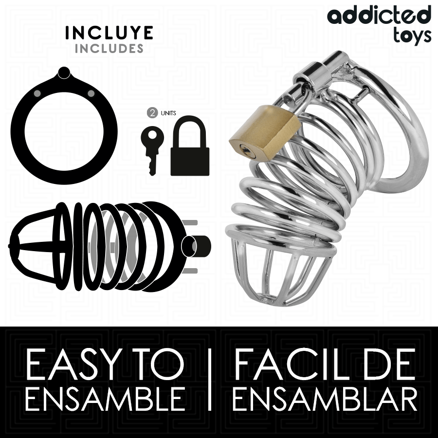 ADDICTED TOYS LOCKED – CAGE À PÉNIS EN MÉTAL IRON CELL TAILLE M