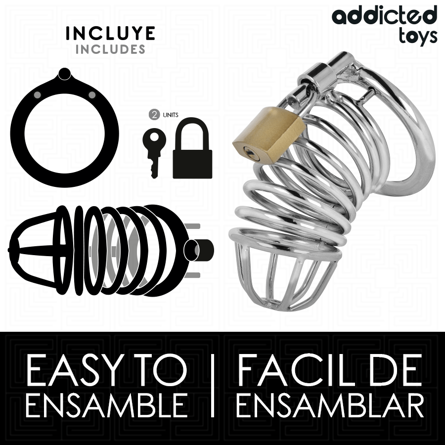 ADDICTED TOYS LOCKED – CAGE À PÉNIS EN MÉTAL IRON CELL 4 CM TAILLE S