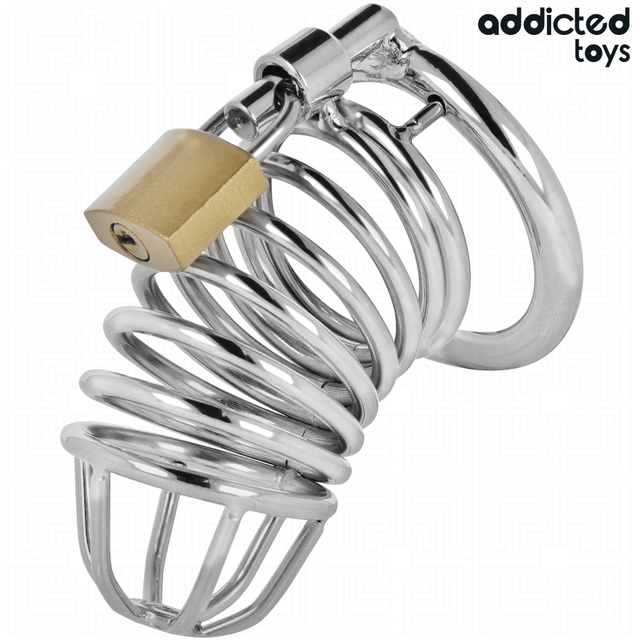 ADDICTED TOYS LOCKED – CAGE À PÉNIS EN MÉTAL IRON CELL 4 CM TAILLE S