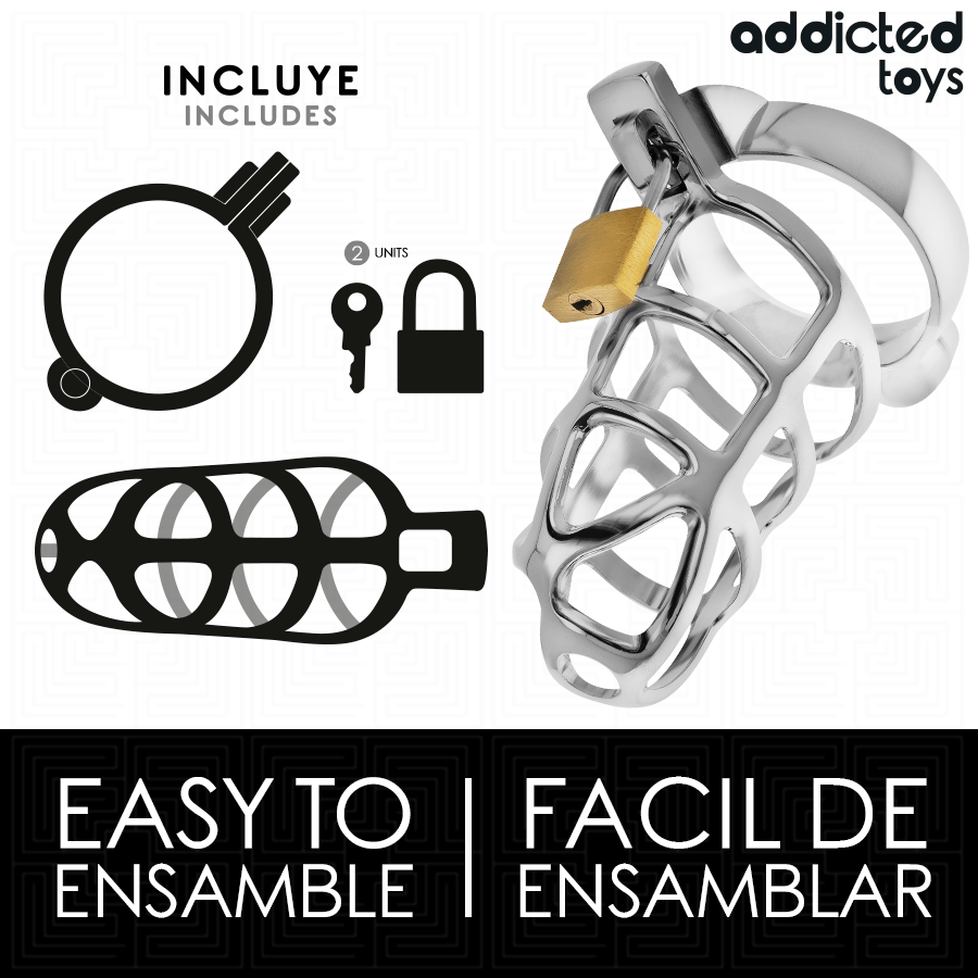 ADDICTED TOYS LOCKED – CAGE À PÉNIS EN MÉTAL AVEC VERROU ARGENT TAILLE M