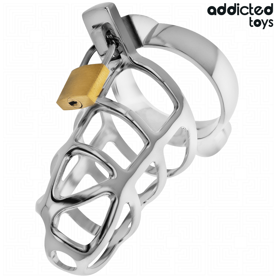 ADDICTED TOYS LOCKED – CAGE À PÉNIS EN MÉTAL AVEC VERROU ARGENT TAILLE M