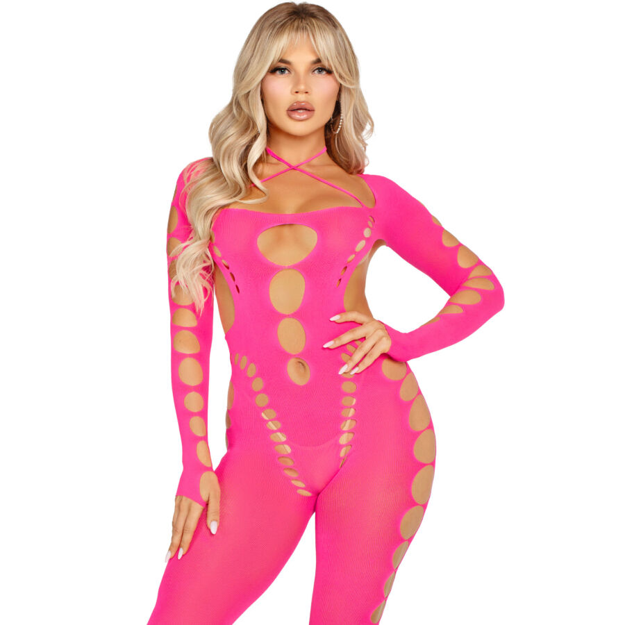 LEG AVENUE – BODYSTOCKING ROSE DOS OUVERT TAILLE UNIQUE
